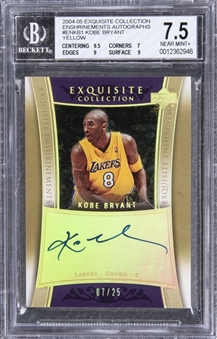2004-05 UD "Exquisite Collection" Enshrinements Autographs #ENKB1 Kobe Bryant Signed Card (#07/25) – BGS NM+ 7.5/BGS 10 